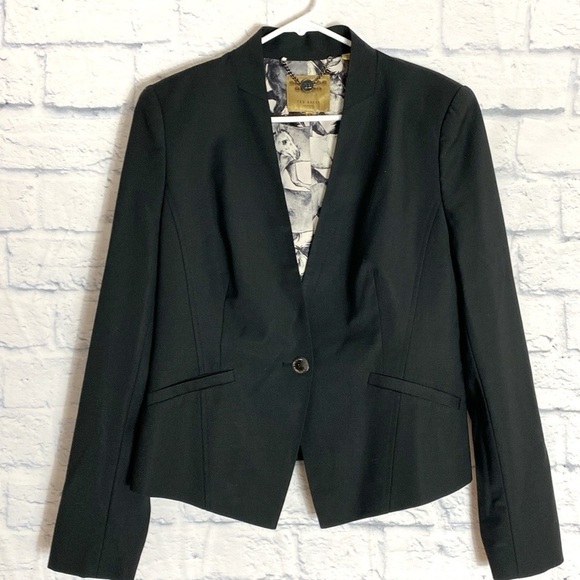Ted Baker Working Title black wool blend one button blazer jacket - Picture 1 of 6